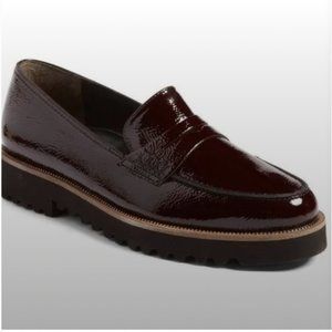 Paul Green Platform Patent Leather Loafers, Bordeaux Burgundy, 6.5 US 4 UK